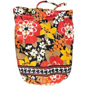 Vera Bradley Ditty Bag Bittersweet Floral Fabric Plastic Lined Drawstring Travel